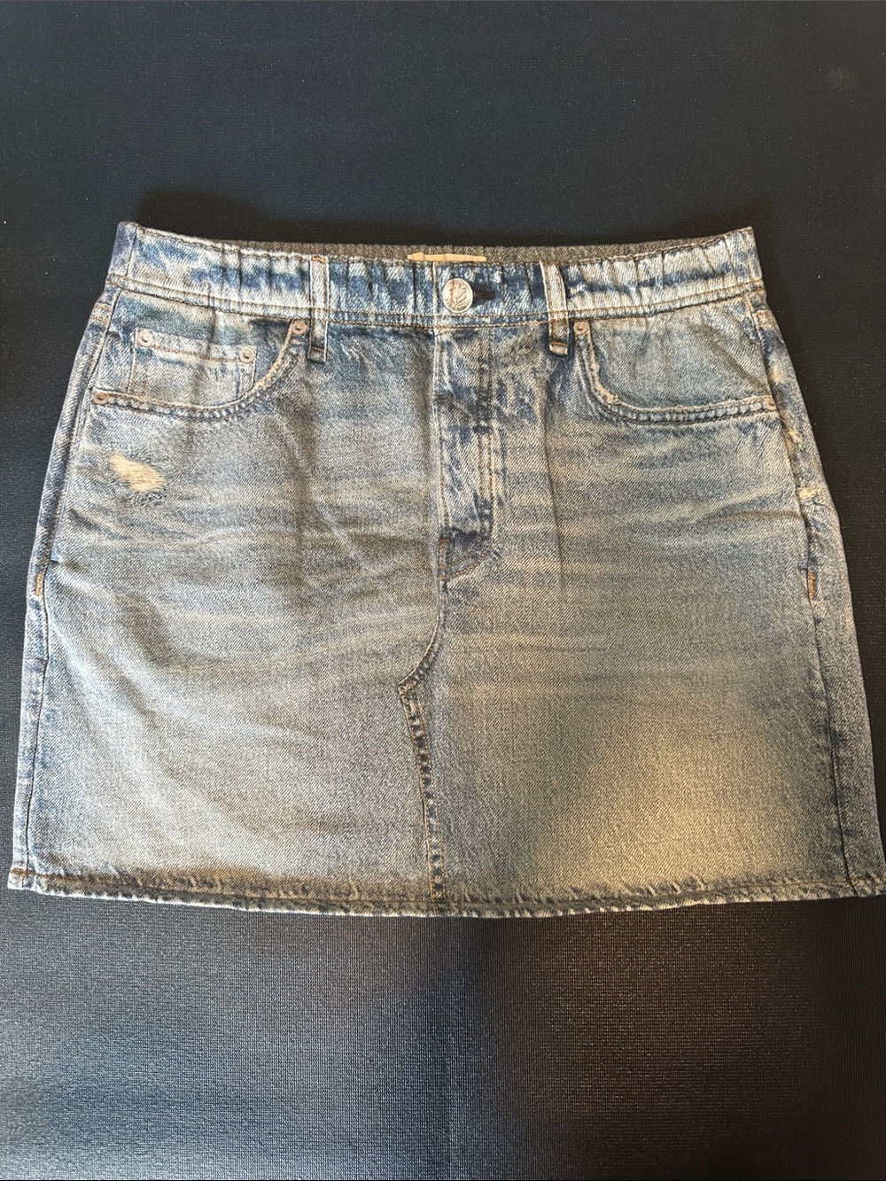 Rag and bone Light Blue faux Denim Mini Skirt
